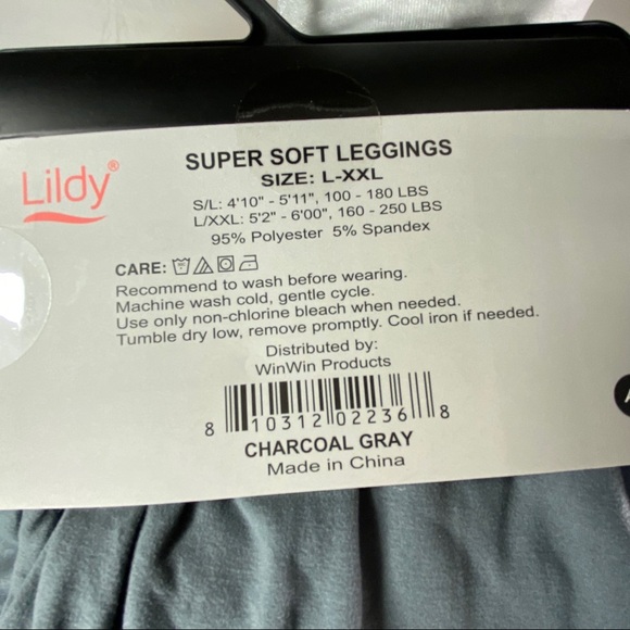 Lildy Super Soft Charcoal Grey Leggings NWT size L-XXL - Picture 3 of 4